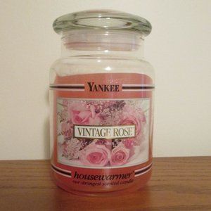 Vintage Rose Rare Retired Yankee Candle White Label Black Band Large 22 oz Used